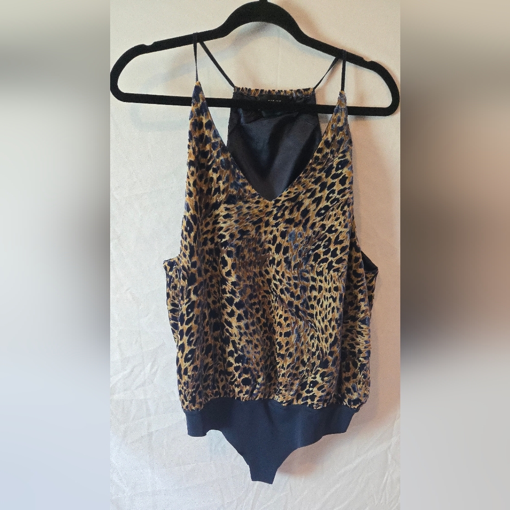 3/$25 Vici Animal Cheetah Leopard Print Bodysuit Navy/Brown Size L